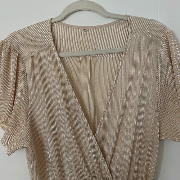 Baltic Born Pleated Champagne Maxi Dress Cocktail Fancy Event New Years Eve - Picture 5 of 11